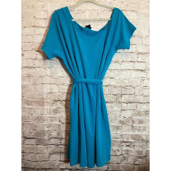 Torrid Callie T-Shirt Dress Womens 2X Teal French Terry Stretch Belted Plus - Picture 1 of 14